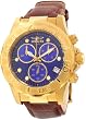 Gold Tone Elite Quartz Chronograph Blue Dial Leather Strap