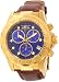 Gold Tone Elite Quartz Chronograph Blue Dial Leather Strap