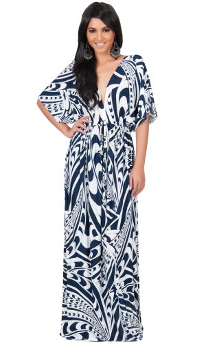 Koh Koh Women's Kimono Sleeve Retro Long Graphic Print Maxi Dress
