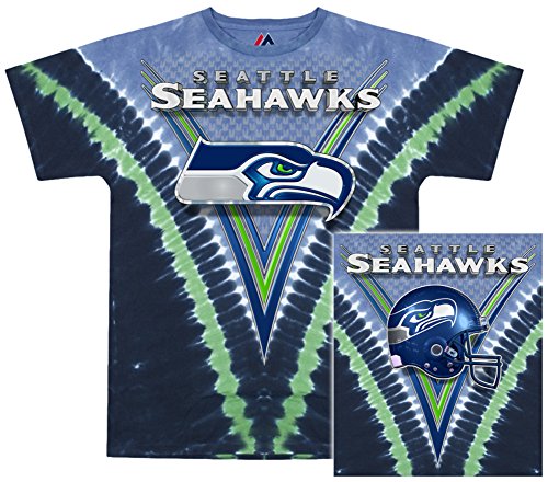 Seattle Seahawks Logo V Tie Dye T-shirt (X-Large)