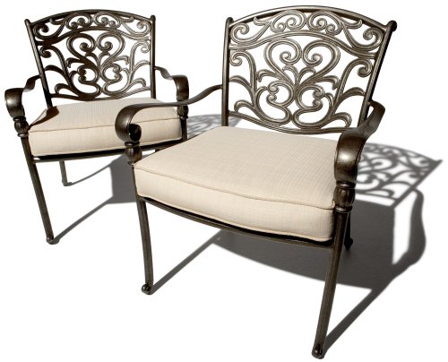 Strathwood St. Thomas Cast Aluminum Deep Seating Arm Chair with Cushion, Set of Two