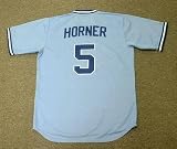 BOB HORNER Atlanta Braves 1982 Majestic Cooperstown Throwback Away Baseball Jersey, 2XL