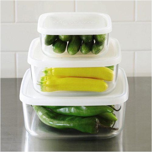 Childrens Toyshop  Kitchen & Housewares : Bormioli Rocco Frigoverre Square 3 Piece Set with Frosted Lids