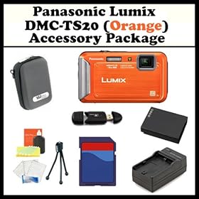 Panasonic Lumix DMC-TS20 Digital Camera (Orange) w/ 8GB Starter Package