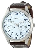 Breda Mens 8164-brown/whtface Zach Oversized Pilot Style Leather Watch