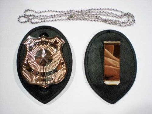 Clip on Leather Badge holder WITH Badge and Chain.(Special Police)