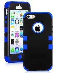 Wireless: myLife (TM) Deep Blue and Black - Robot Series (Neo Hypergrip Flex Gel) 3 Piece Case for iPhone 5/5S (5G) 5th Generation iTouch Smartphone by Apple (External 2 Piece Fitted On Hard Rubberized Plates + Internal Soft Silicone Easy Grip Bumper Gel + Lifetime Warranty + Sealed Inside myLife Authorized Packaging) "Attention: This case comes grip easy smooth silicone that slides in to your pocket easily yet wont slip out of your hand" - myLife Brand Products