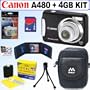 Canon PowerShot A480 10 MP Digital Camera (Black) + 4GB Accessory Kit