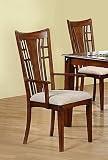 Set of 2 Ethan Solid Hardwood Dark Brown Finish Dining Arm Chairs