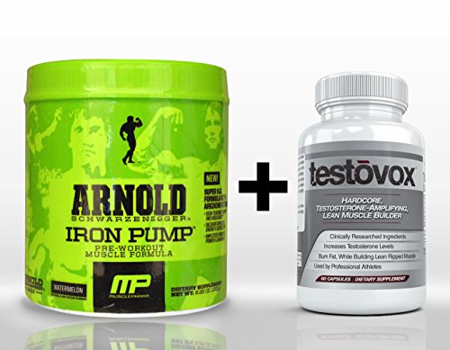 Iron Pump (30 Servings) & Testovox (60 Capsules) - High Performance Muscle Building Combination. Professional Strength Pre Workout Bodybuilding Supplement Stack (Watermelon)