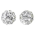 Sterling Silver Crystal Ball Earring - White
