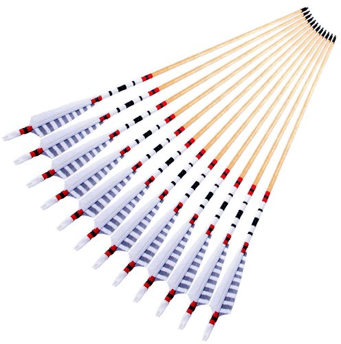  NuoYa005 Archery Longbow 80cm Traditional Wooden White Colour Arrow Feather European wholesale pack of 12 