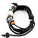 November's Chopin (TM) Unique Colorful Beads Wood Multistrand Leather Adjustable Wrap Bracelet (Black)