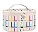 HOYOFO Portable Travel Makeup Bag Cosmetic Organizer Case with Mirror,Beige
