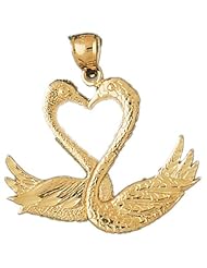 Dazzlers Solid 14k Gold Swans Charm Pendant Available in three colors from jewelsberry (weights: 4.4 grams only)