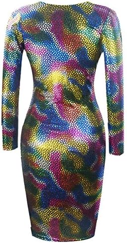 PEILUMENG Women's Faux Snake Leather Bodycon Hot Mini Sheath Dress Multicolor L