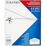 Columbian #10 Security Tinted Envelopes, 4-1/8 x 9-1/2 Inch, White, 500 Per Box (CO128)