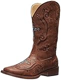 Roper Women's Crossed Out Western Boot,Brown,6.5 M US