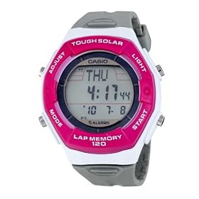 Casio Womens LWS200H-4ACF Solar Runners 120-Lap Grey and Pink