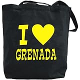 Canvas Tote Bag Black  I Love Grenada  Country