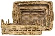 Natural Rattan Rectangle Trays Set / 4 Large = 26" x 20" x 6"H