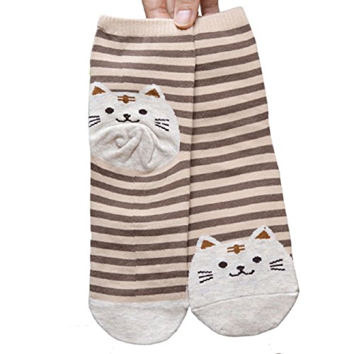 Malloom Women 3D Kawaii Animals Striped Cartoon Socks Cat Footprints Socks