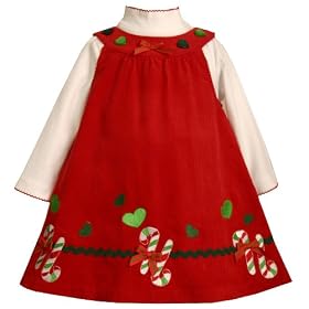 Bonnie Baby Candy Cane Corduroy Jumper Set, Red