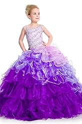 Girls One Shoulder Organza   Crystal Crystals Lace  Ball Gown Flower-Girl Dress/Pageant Dress/Party Dress  With Ruffles