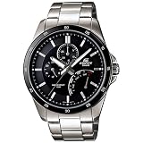 Casio Men's EF341D-1AV Silver Stainless-Steel Quartz Watch with Black Dial