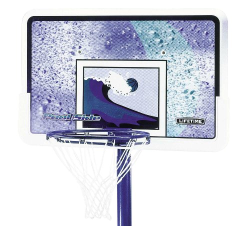 Lifetime 1301 Pool Side Basketball System with Backboard (White/Blue, 44-Inch)
