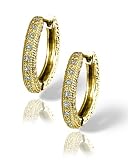 Medium Pave Diamond Hoop Earrings in yellow gold by Zasha Signature Jewelry