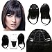 Clip on Bangs Real Human Hairpieces for Women (1# Jet Black)