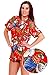 V.H.O. Funky Hawaiian Blouse Shirt, Cherry Parrot, Red, S