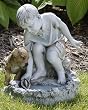 Joseph's Studio Boy with Dog and Sailboat Solar Powered Bird Bath Garden Statue