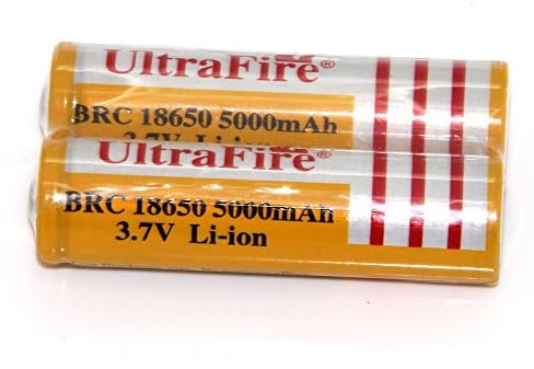 Ultrafire 2 PCS 3.7v 18650 5000mah Protected Lithium Li-ion Rechargeable Battery for LED Light& Headlight& Headlamp& Handheld Flashlight& Torch