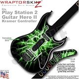 PS2 Guitar Hero II ( 2 ) Kramer Guitar Lightning Green WraptorSkinz TM Faceplate Skin by TuneTattooz TM