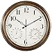 SMILEMARY 18 Inch Large Outdoor Wall Clock,Waterproof Vintage Silent Non-Ticking Clock with Thermometer and Hygrometer Combo,Battery Operated Clock Wall Decorative for Patio/Pool/Garden- Bronze
