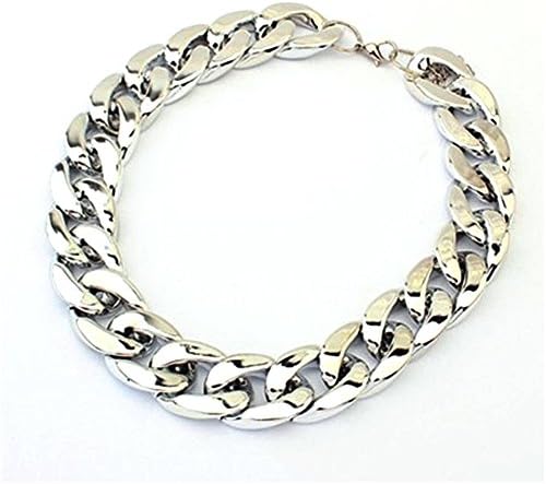 Shiny Link Id Celebrity Alloy Choker Necklace Chunky Curb Chain Punk Silver