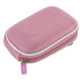 rooCASE Nylon Hard Shell (Pink) Case with Memory Foam for Flip Mino Series Camcorder White