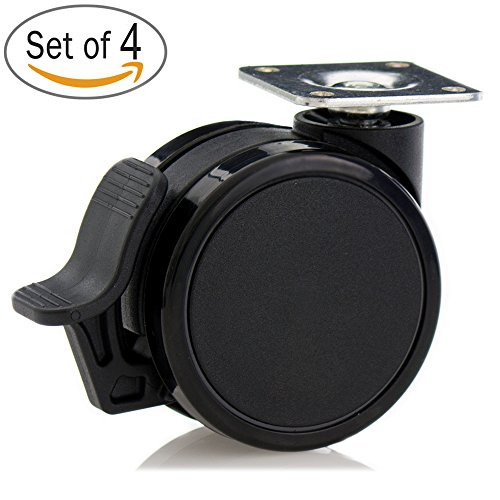 Katu BK-BB6505-28 Set of 4 Furniture Swivel Plate Caster with Brake for hardwood floors, Diameter 2 9/16