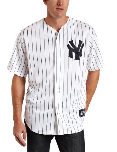 Mark Teixeira New York Yankees Replica Home Jersey,White/Navy Pinstripe (Medium)