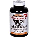 Sundown Fish Oil, 1200 mg, Omega-3 & Omega-6, Extra Strength, 90 Softgels (Pack of 3)