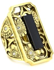 T Tahari Gold Tone Resin and Crystal Stretch Ring