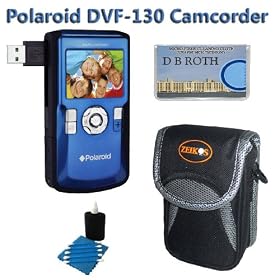 Polaroid DVF-130 USB Camcorder with 2.0-inch LCD Display (Blue) YouTube Camera Ready + Camera Case