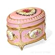 Jewelry Box, Oval Shape Victorian Floral Musical Box, Pastel Pink