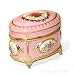 Jewelry Box, Oval Shape Victorian Floral Musical Box, Pastel Pink