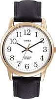 Timex Easy Reader Black Leather Strap Gold-Tone Case T20491