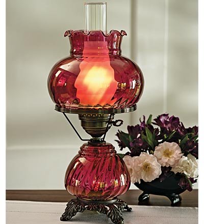Swirl Hurricane Lamp, in Cranberry
