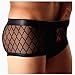 Cczmfeas Mens Mesh Sheer Breathable Underwear Boxer Briefs Trunks Underpants 3 Pack (Black, Large)