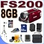 Canon FS200 Flash Memory Camcorder w/ 37x Optical Zoom (Sunrise Red) BigVALUEInc Accessory Saver 8GB BP819 Battery/Charger Bundle